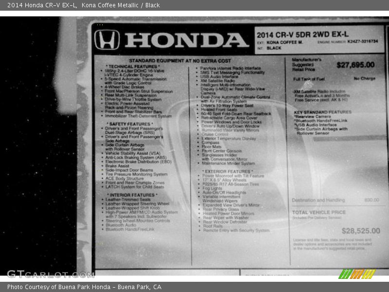 Kona Coffee Metallic / Black 2014 Honda CR-V EX-L