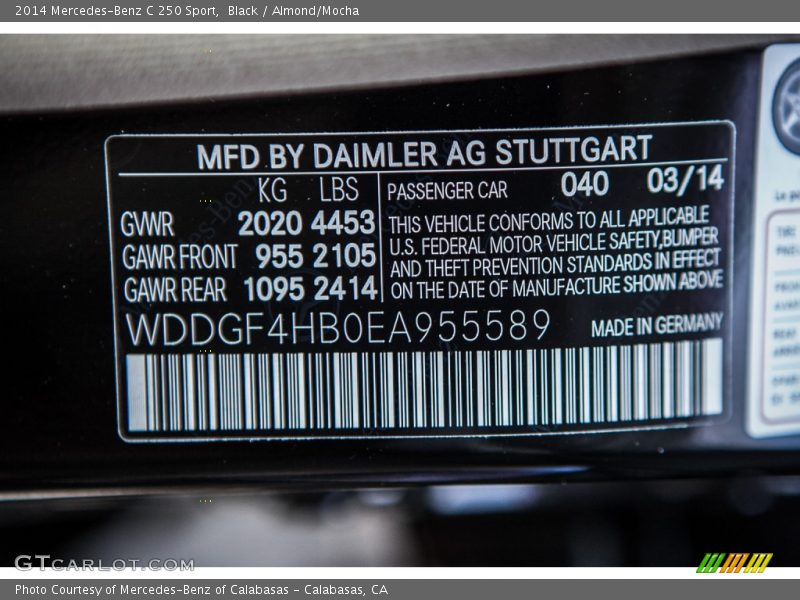 Black / Almond/Mocha 2014 Mercedes-Benz C 250 Sport