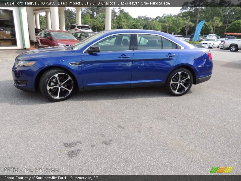 Deep Impact Blue / SHO Charcoal Black/Mayan Gray Miko Suede 2014 Ford Taurus SHO AWD