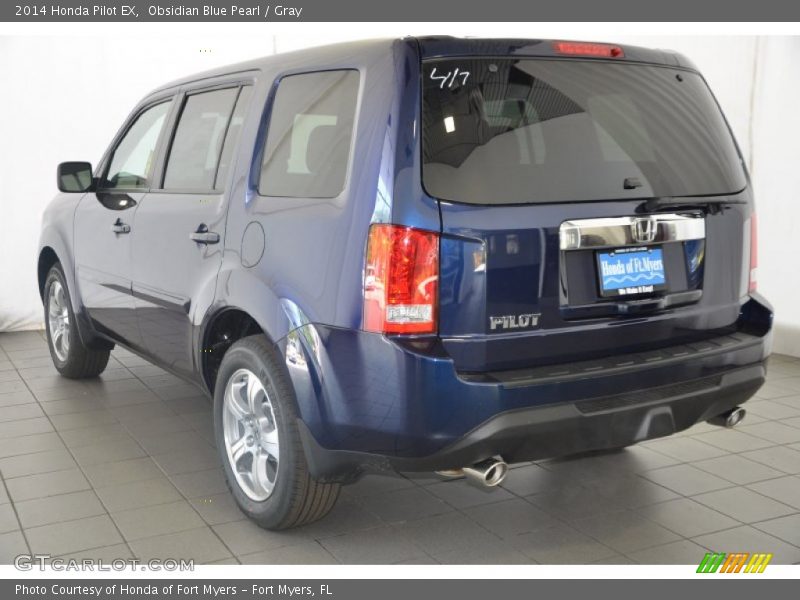 Obsidian Blue Pearl / Gray 2014 Honda Pilot EX