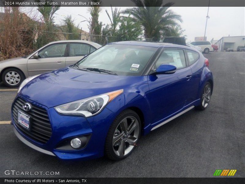 Marathon Blue / Black 2014 Hyundai Veloster Turbo