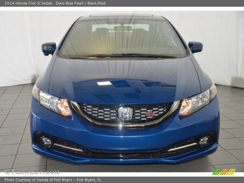 Dyno Blue Pearl / Black/Red 2014 Honda Civic Si Sedan