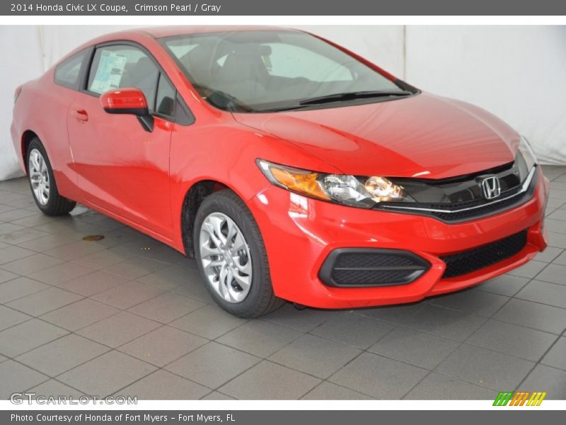 Crimson Pearl / Gray 2014 Honda Civic LX Coupe