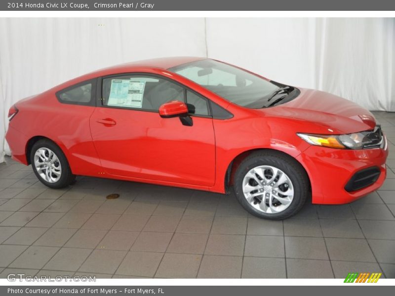 Crimson Pearl / Gray 2014 Honda Civic LX Coupe