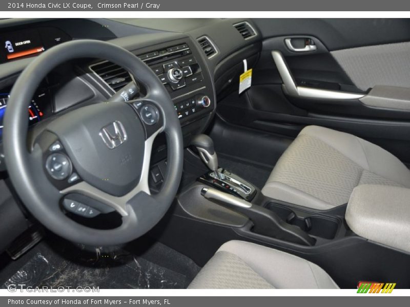 Crimson Pearl / Gray 2014 Honda Civic LX Coupe
