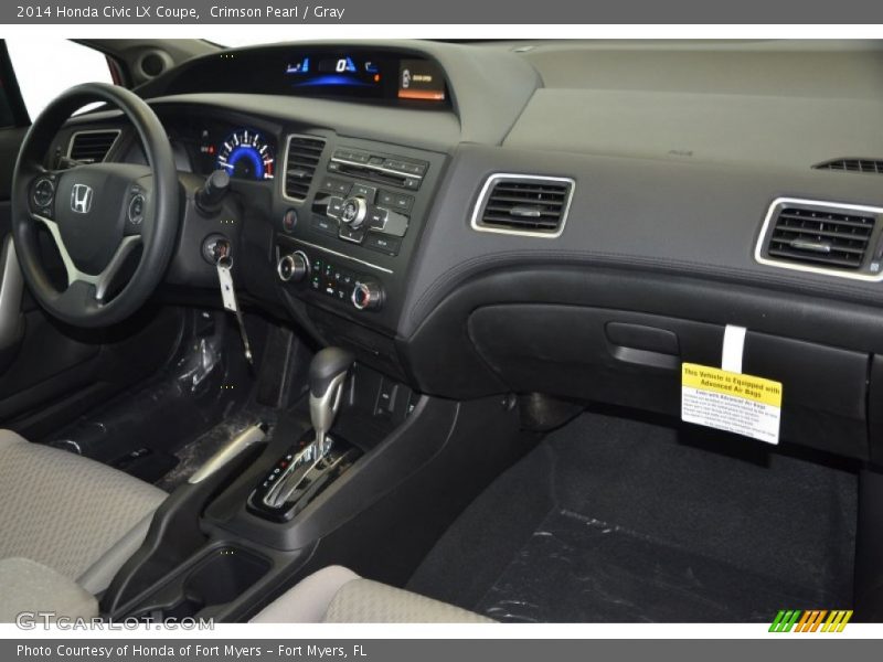 Crimson Pearl / Gray 2014 Honda Civic LX Coupe