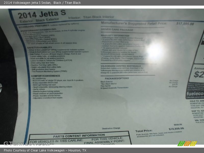 Black / Titan Black 2014 Volkswagen Jetta S Sedan