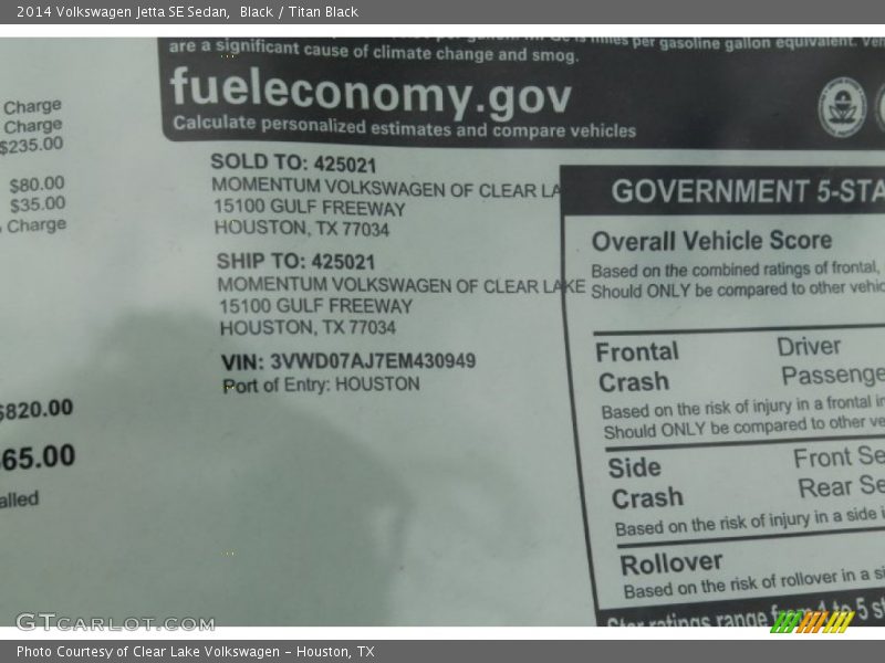 Black / Titan Black 2014 Volkswagen Jetta SE Sedan