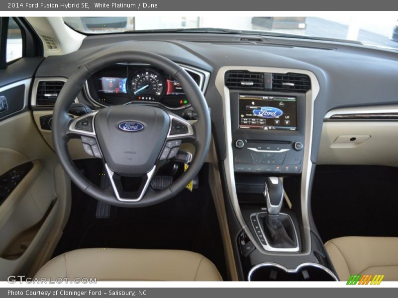 White Platinum / Dune 2014 Ford Fusion Hybrid SE