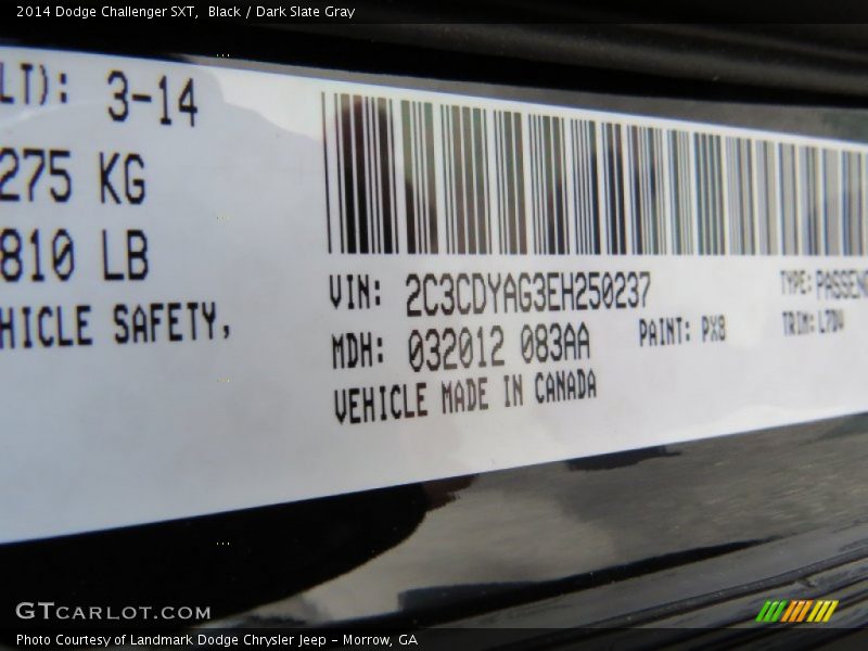 Black / Dark Slate Gray 2014 Dodge Challenger SXT