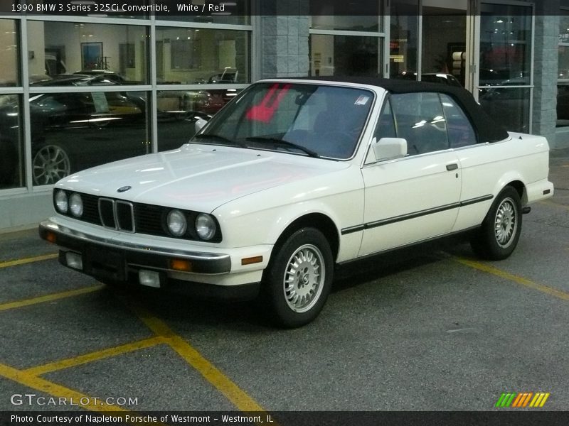 White / Red 1990 BMW 3 Series 325Ci Convertible