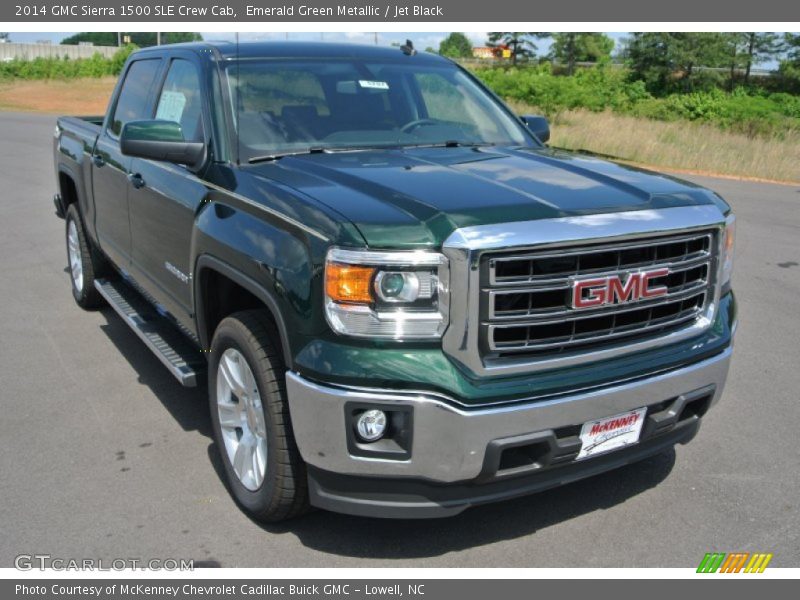 Emerald Green Metallic / Jet Black 2014 GMC Sierra 1500 SLE Crew Cab