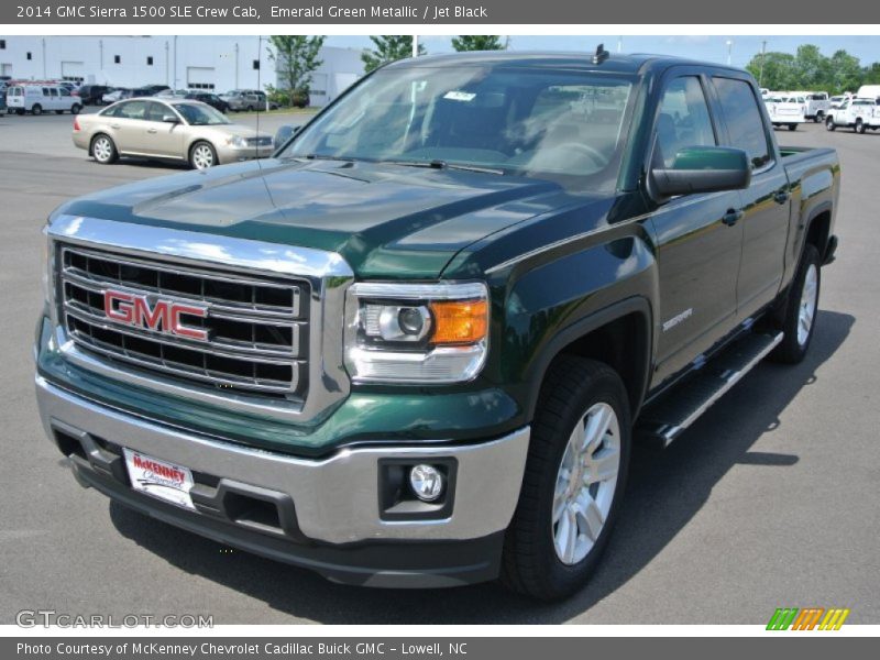 Emerald Green Metallic / Jet Black 2014 GMC Sierra 1500 SLE Crew Cab