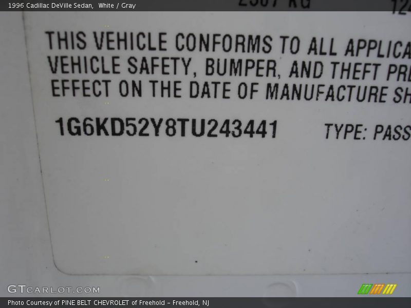 White / Gray 1996 Cadillac DeVille Sedan