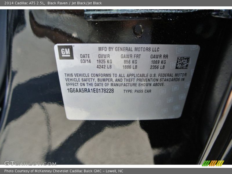 Black Raven / Jet Black/Jet Black 2014 Cadillac ATS 2.5L