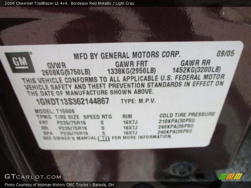 Bordeaux Red Metallic / Light Gray 2006 Chevrolet TrailBlazer LS 4x4
