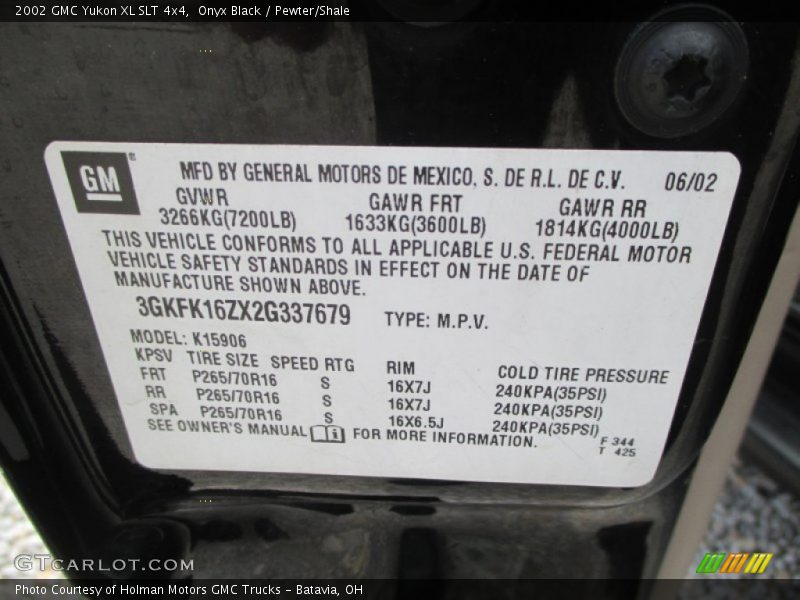 Onyx Black / Pewter/Shale 2002 GMC Yukon XL SLT 4x4