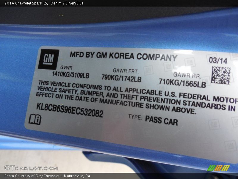 Denim / Silver/Blue 2014 Chevrolet Spark LS