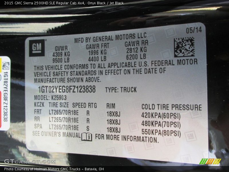 Onyx Black / Jet Black 2015 GMC Sierra 2500HD SLE Regular Cab 4x4
