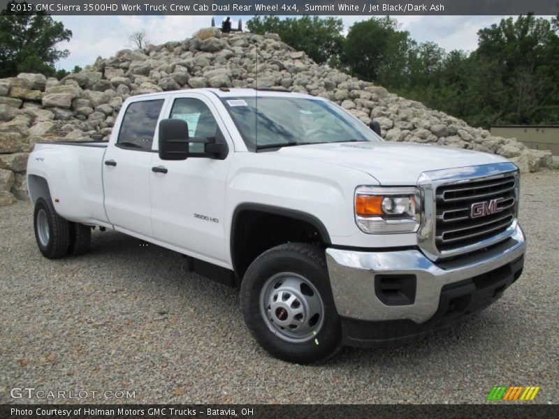Front 3/4 View of 2015 Sierra 3500HD Work Truck Crew Cab Dual Rear Wheel 4x4
