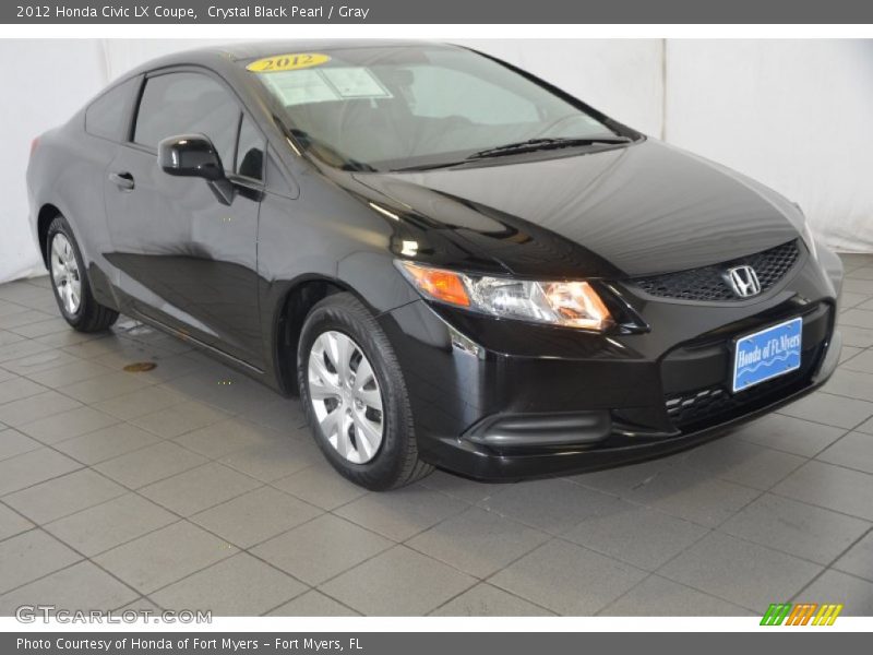 Crystal Black Pearl / Gray 2012 Honda Civic LX Coupe