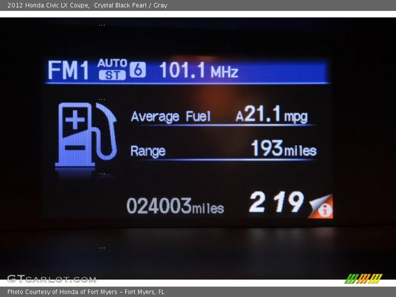 Crystal Black Pearl / Gray 2012 Honda Civic LX Coupe