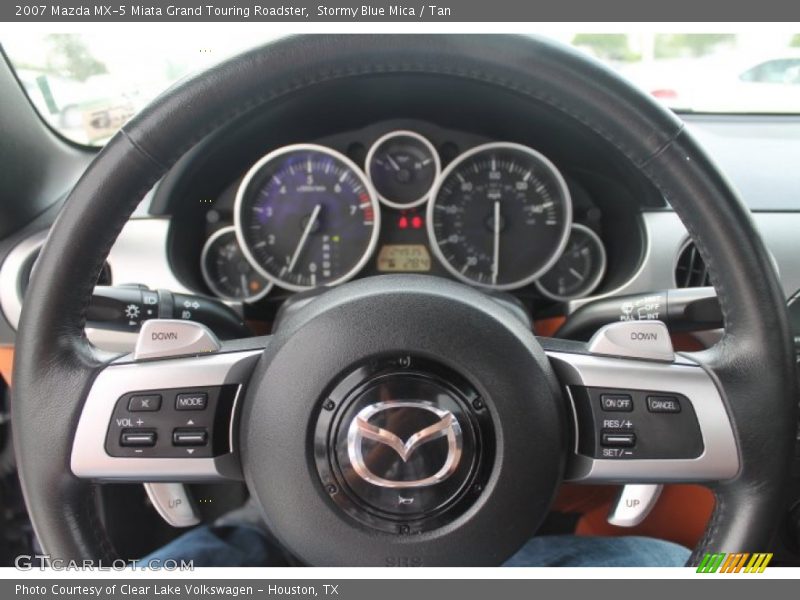 Stormy Blue Mica / Tan 2007 Mazda MX-5 Miata Grand Touring Roadster