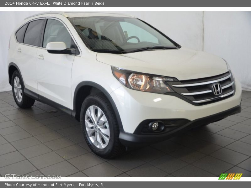 White Diamond Pearl / Beige 2014 Honda CR-V EX-L
