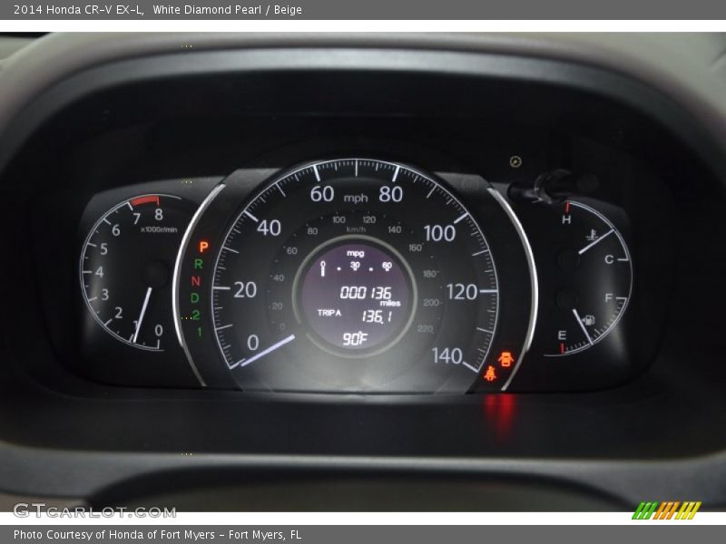 White Diamond Pearl / Beige 2014 Honda CR-V EX-L