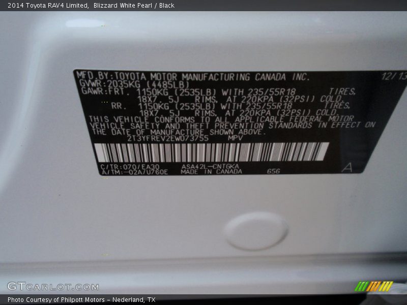 Blizzard White Pearl / Black 2014 Toyota RAV4 Limited