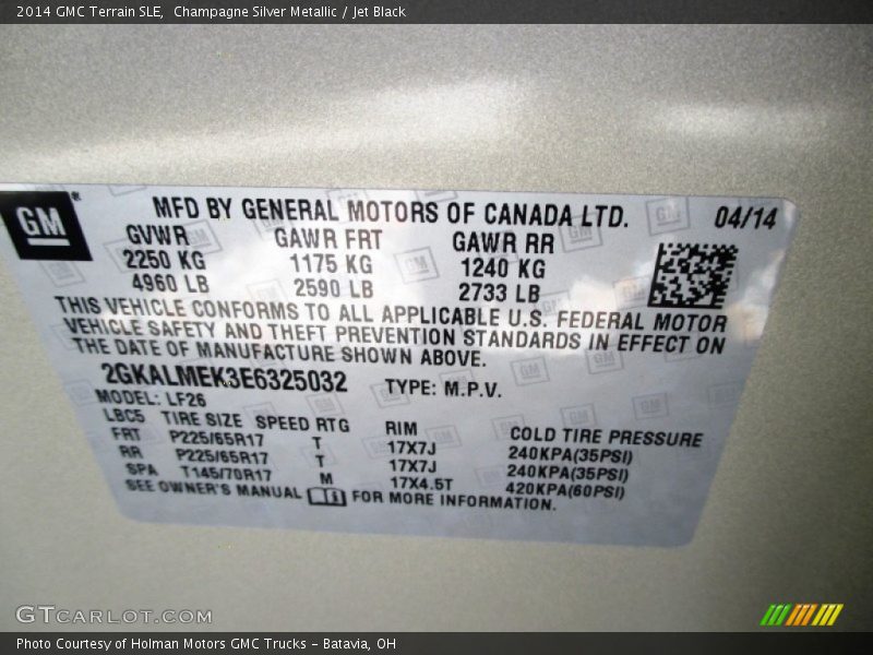 Champagne Silver Metallic / Jet Black 2014 GMC Terrain SLE