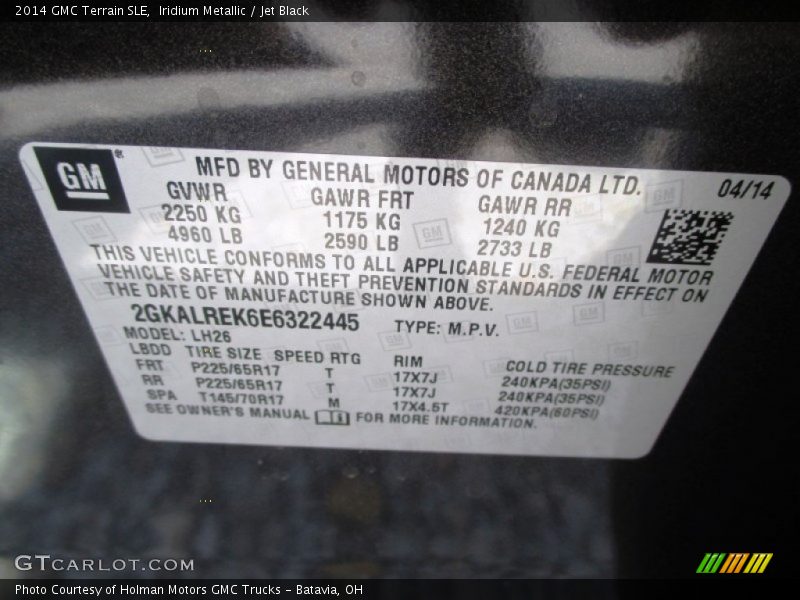 Iridium Metallic / Jet Black 2014 GMC Terrain SLE