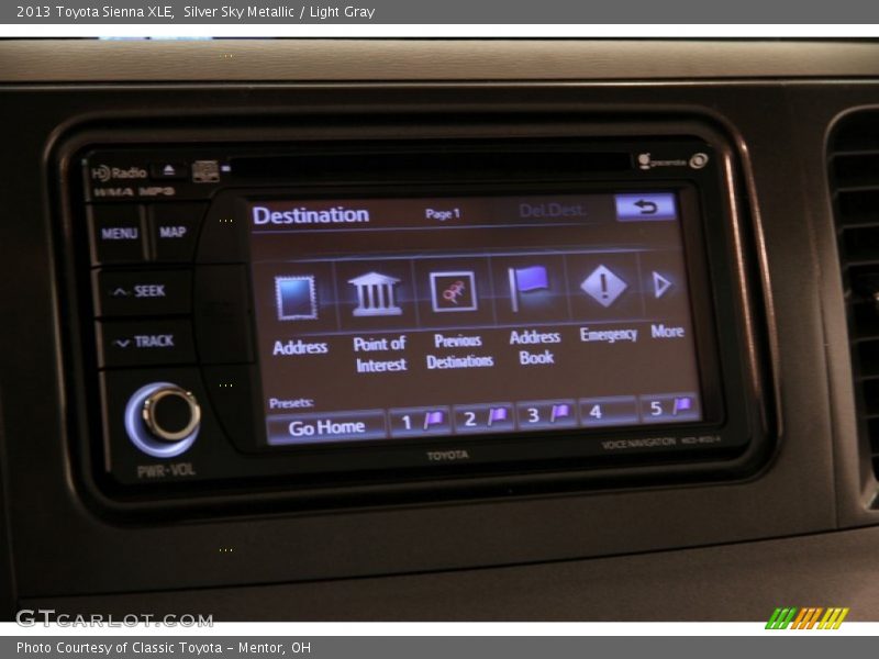Silver Sky Metallic / Light Gray 2013 Toyota Sienna XLE