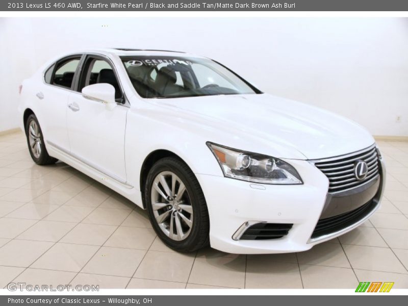 Starfire White Pearl / Black and Saddle Tan/Matte Dark Brown Ash Burl 2013 Lexus LS 460 AWD
