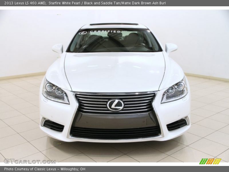 Starfire White Pearl / Black and Saddle Tan/Matte Dark Brown Ash Burl 2013 Lexus LS 460 AWD