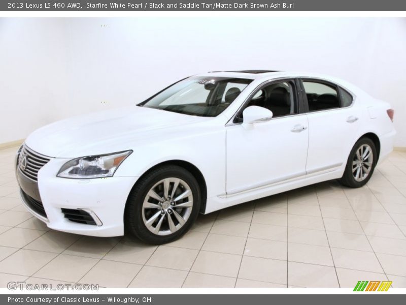 Starfire White Pearl / Black and Saddle Tan/Matte Dark Brown Ash Burl 2013 Lexus LS 460 AWD