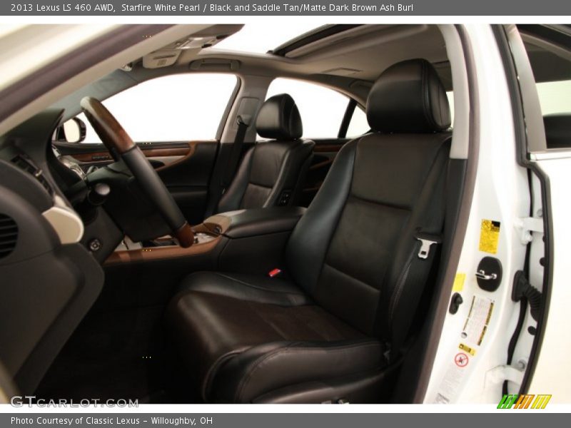 Starfire White Pearl / Black and Saddle Tan/Matte Dark Brown Ash Burl 2013 Lexus LS 460 AWD