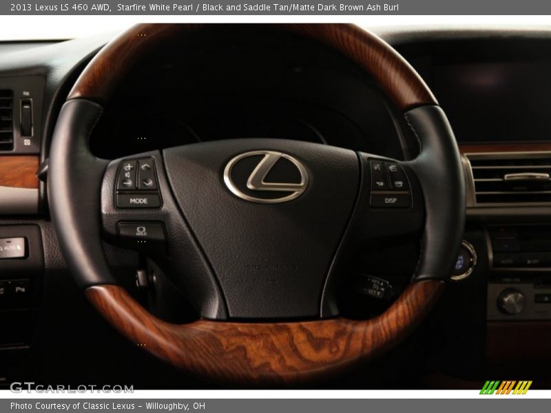 Starfire White Pearl / Black and Saddle Tan/Matte Dark Brown Ash Burl 2013 Lexus LS 460 AWD