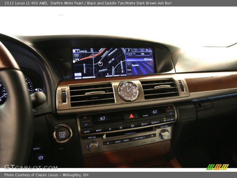 Starfire White Pearl / Black and Saddle Tan/Matte Dark Brown Ash Burl 2013 Lexus LS 460 AWD
