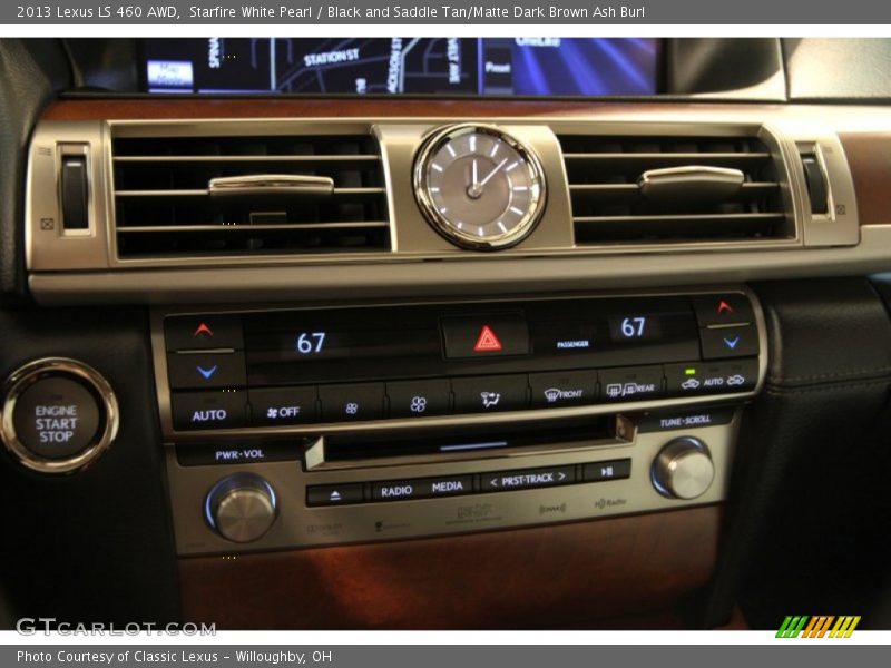 Starfire White Pearl / Black and Saddle Tan/Matte Dark Brown Ash Burl 2013 Lexus LS 460 AWD