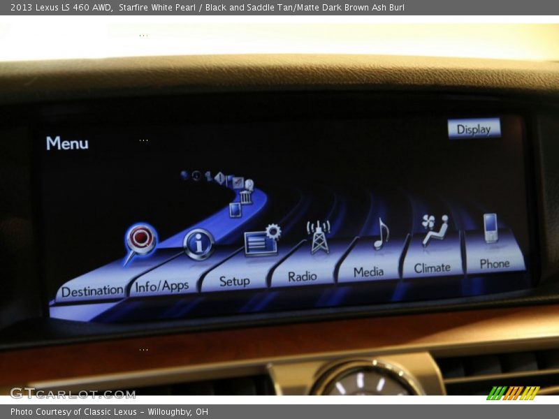 Starfire White Pearl / Black and Saddle Tan/Matte Dark Brown Ash Burl 2013 Lexus LS 460 AWD
