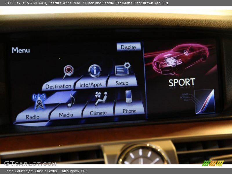 Starfire White Pearl / Black and Saddle Tan/Matte Dark Brown Ash Burl 2013 Lexus LS 460 AWD