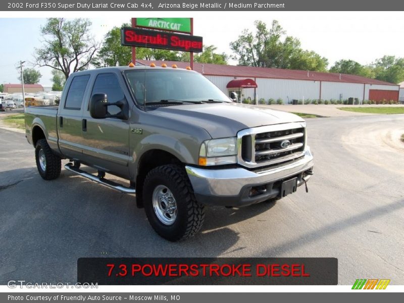 Arizona Beige Metallic / Medium Parchment 2002 Ford F350 Super Duty Lariat Crew Cab 4x4