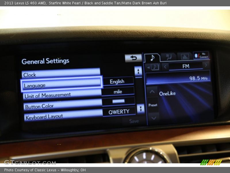 Starfire White Pearl / Black and Saddle Tan/Matte Dark Brown Ash Burl 2013 Lexus LS 460 AWD