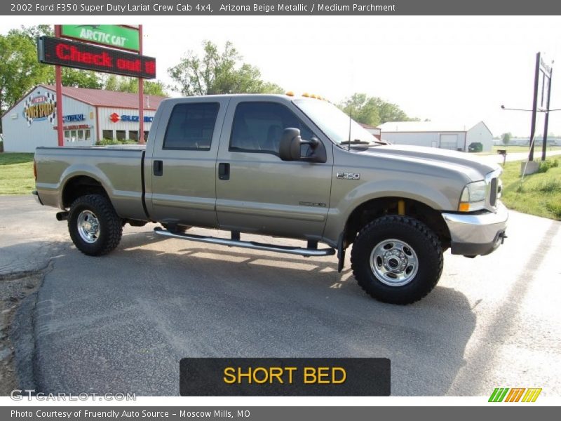 Arizona Beige Metallic / Medium Parchment 2002 Ford F350 Super Duty Lariat Crew Cab 4x4