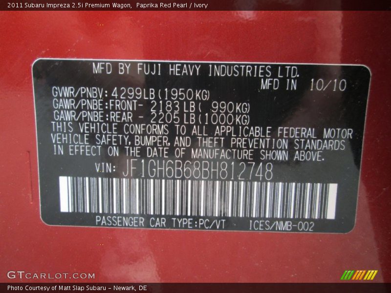 Paprika Red Pearl / Ivory 2011 Subaru Impreza 2.5i Premium Wagon