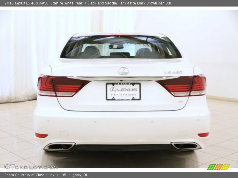 Starfire White Pearl / Black and Saddle Tan/Matte Dark Brown Ash Burl 2013 Lexus LS 460 AWD