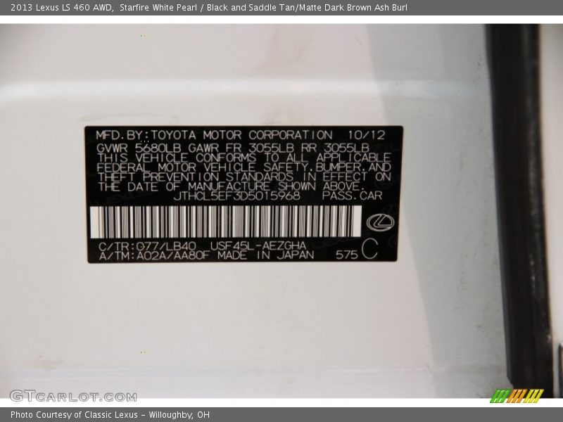 Starfire White Pearl / Black and Saddle Tan/Matte Dark Brown Ash Burl 2013 Lexus LS 460 AWD