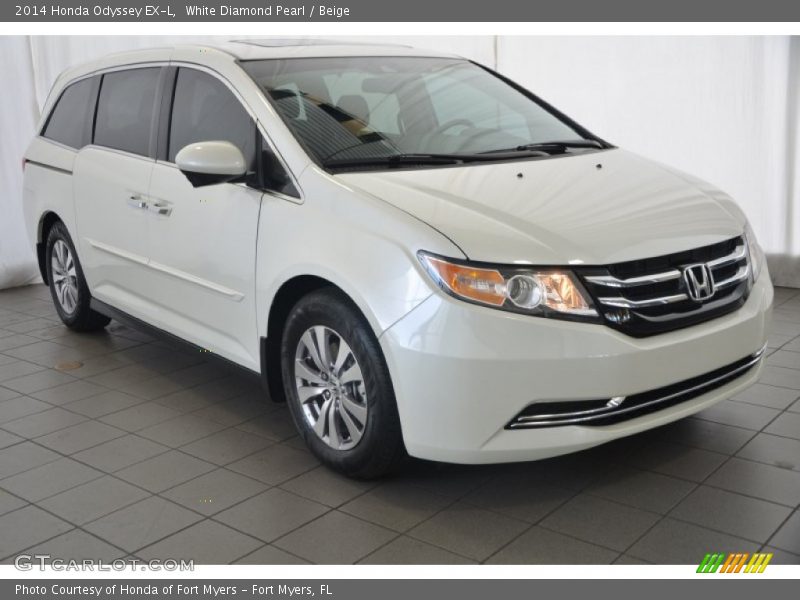 White Diamond Pearl / Beige 2014 Honda Odyssey EX-L