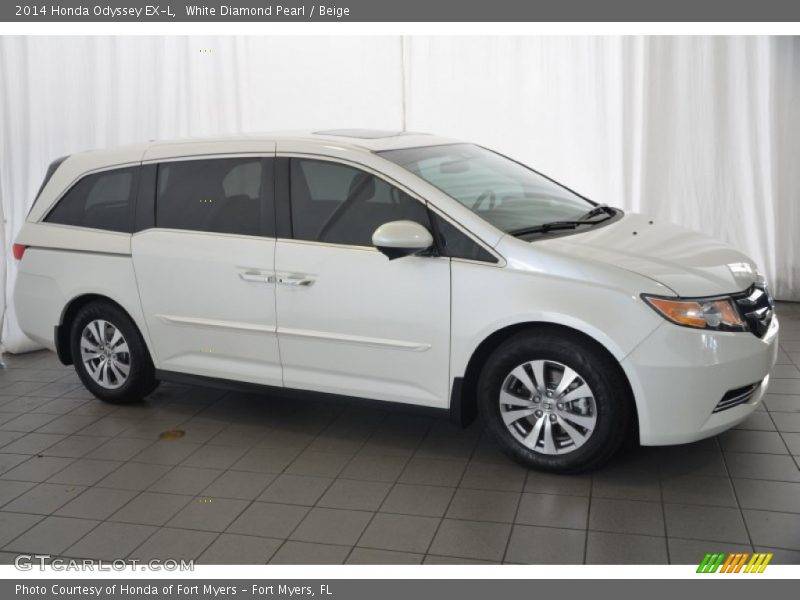 White Diamond Pearl / Beige 2014 Honda Odyssey EX-L